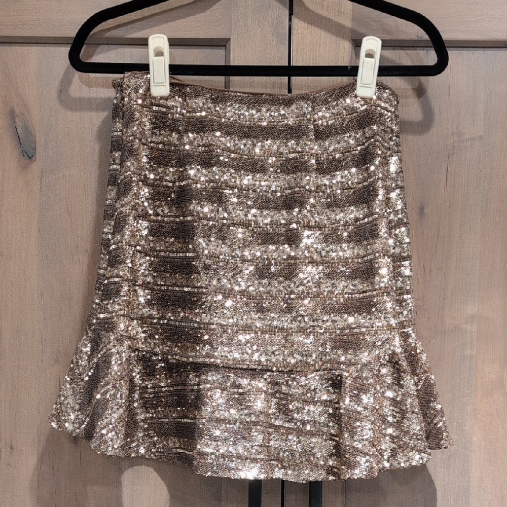 Express Glittering Mini Skirt in Gold and Silver